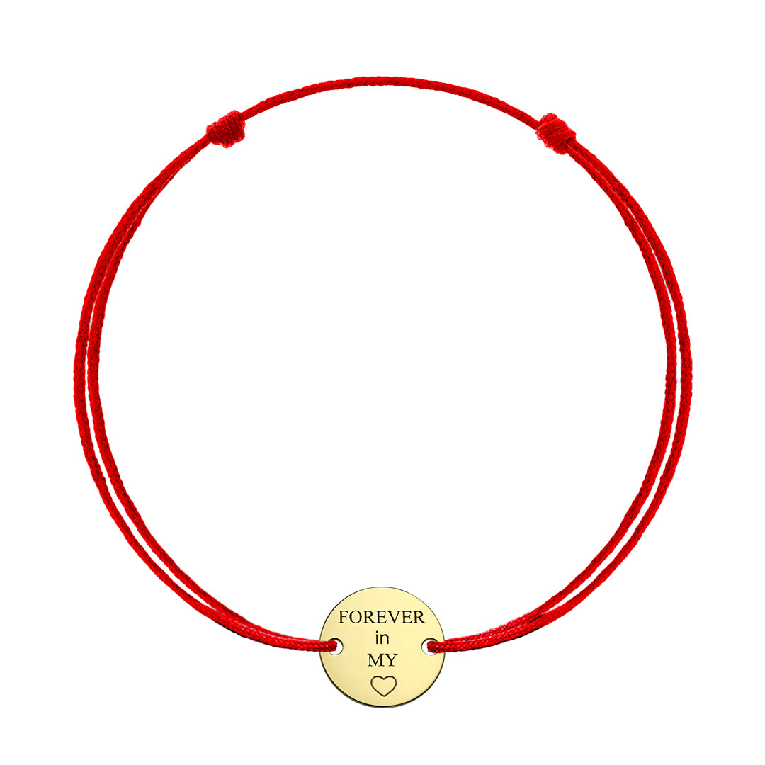 Bracelet on string coin Forever in my 🤍,  in yellow gold - zeaetsia